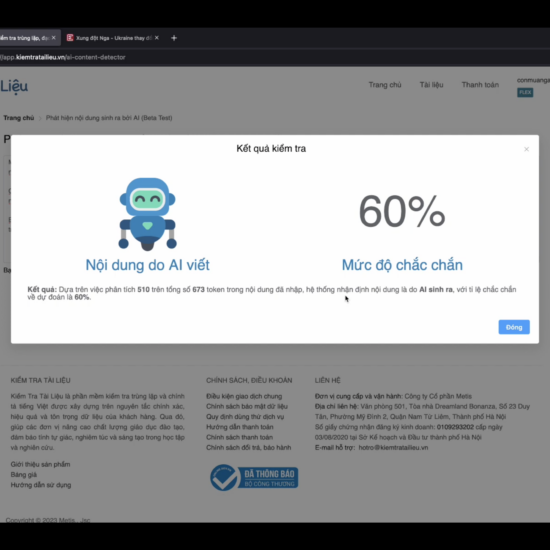 Thử nghiệm công cụ phát hiện nội dung được sinh ra bởi AI (ChatGPT)
